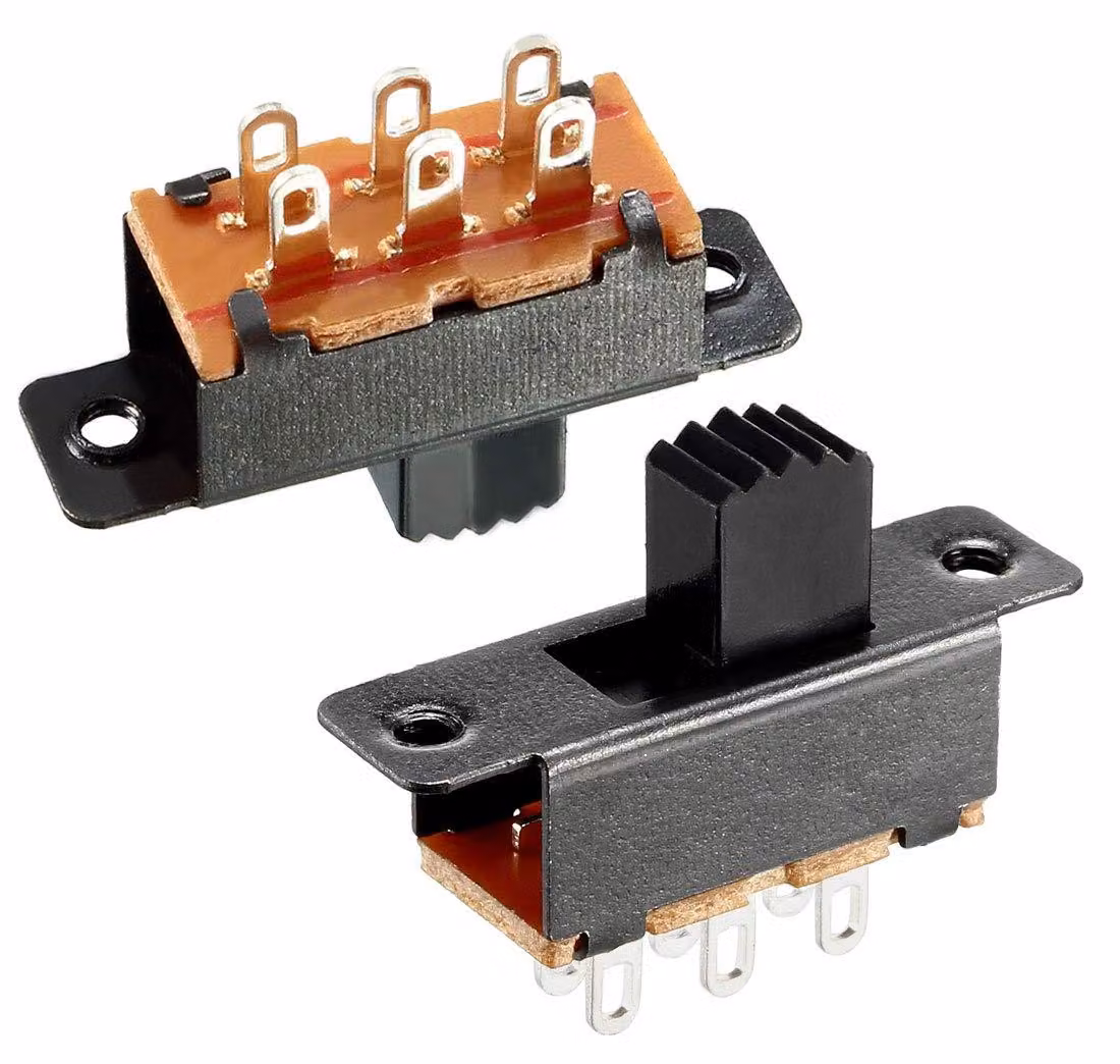 Interruttore a levetta DPDT, 2P, 6 poli, 10 pezzi, orientamento verticale, per montaggio su circuito stampato, 5 mm