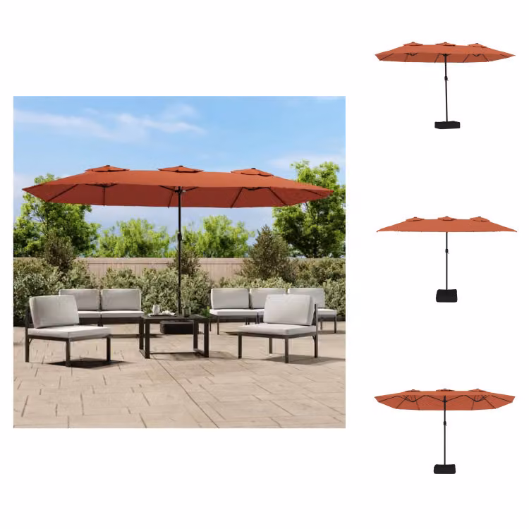 vidaXL Ombrellone doppio in terracotta 449x245 cm - Ombrelloni e tende da sole