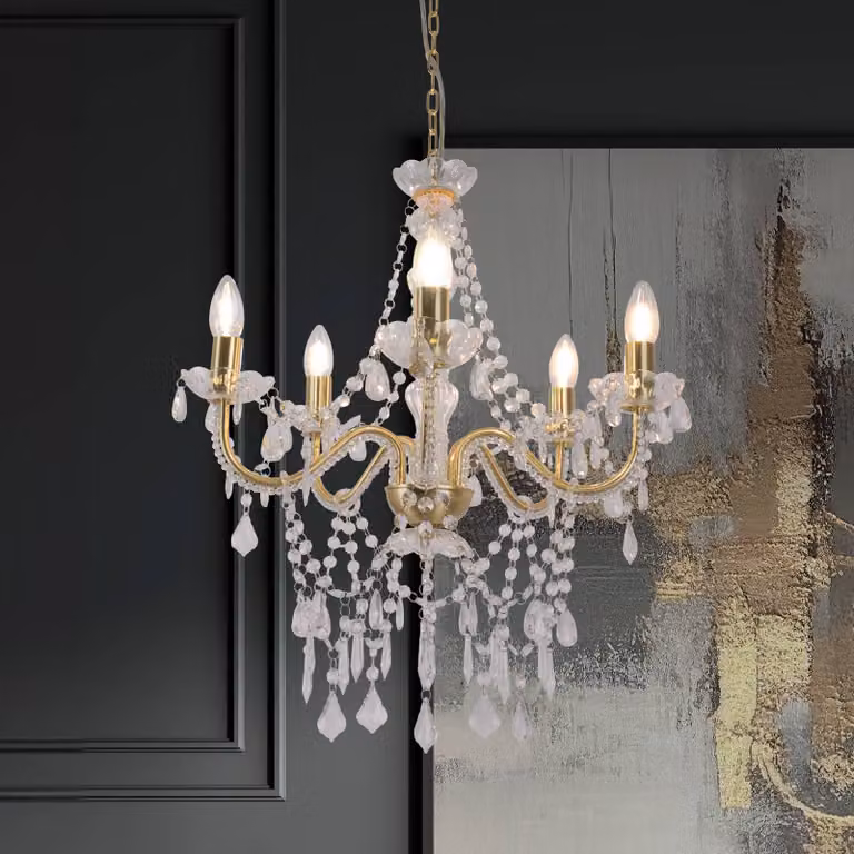 Näve Lampadario a soffitto Cecilia, dimmerabile, Ottone / Oro, Soggiorno / Sala da pranzo, Metallo, Lampadario