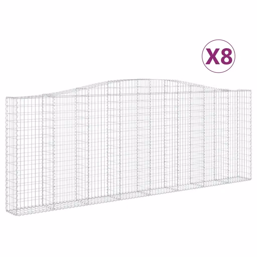 Set di 8 Cesti Gabbioni ad Arco Videx in Acciaio Zincato Argento L: 400 cm, P: 30 cm, H: 140/160 cm – 2