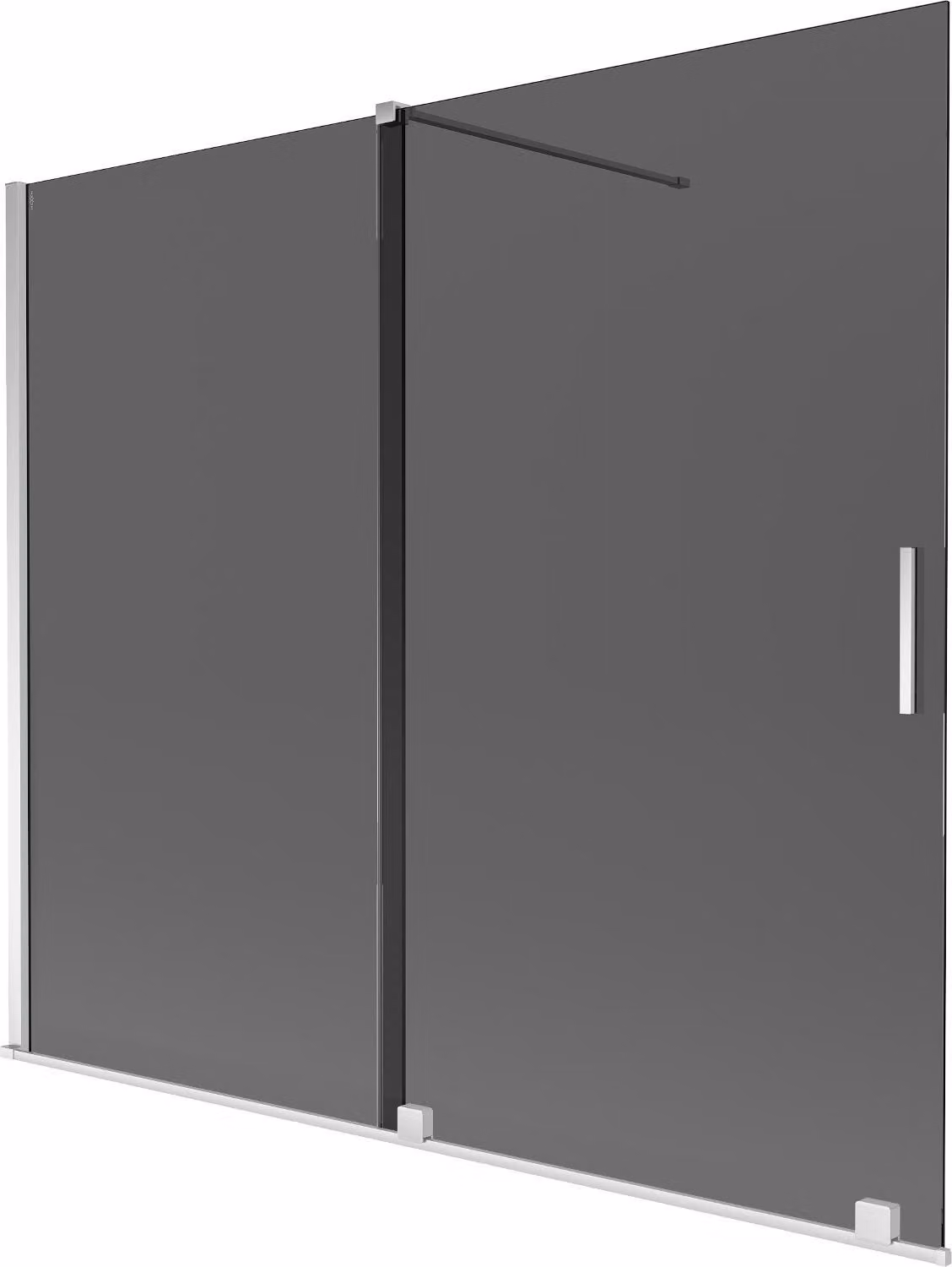 Mexen Velar paravento per vasca da bagno 2-ante scorrevole 180 x 150 cm, grafite, cromo - 896-180-000-41-01