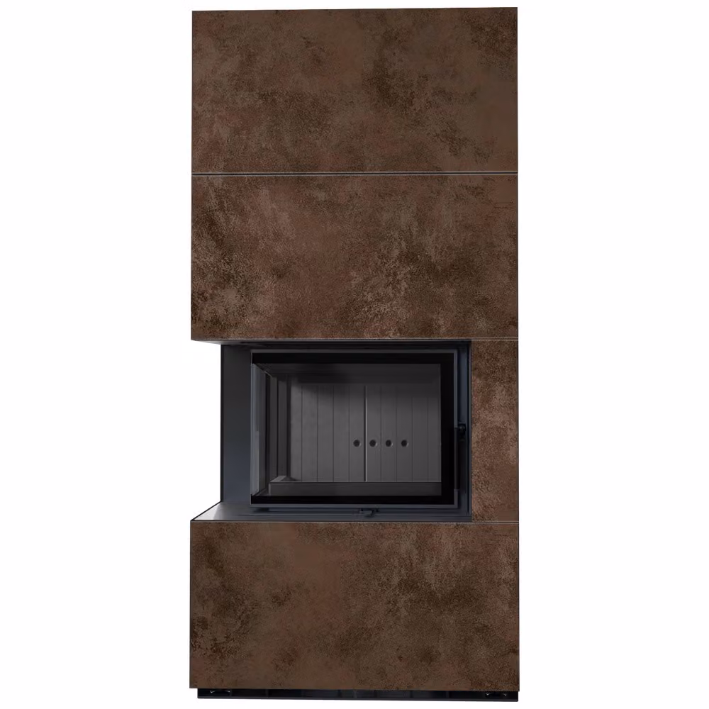 KRATKI FLOKI BOX Kit camino sinistro 8 kW Ø 160 quarzo sinterizzato OXIDE MORO rivestimento nero
