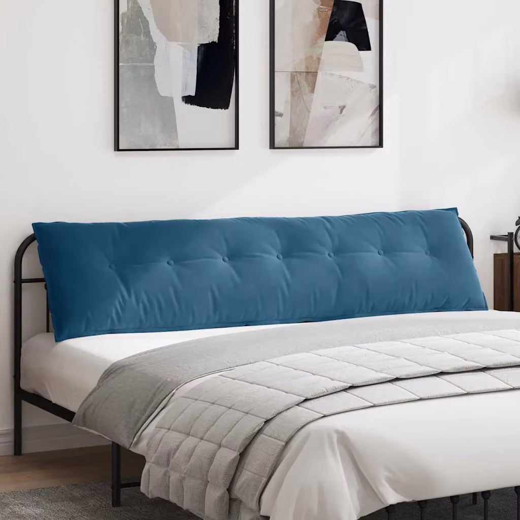 vidaXL Cuscino per Schiena Blu in Tessuto di Velluto a Costine L: 200 cm, P: 50 cm, H: 50 cm