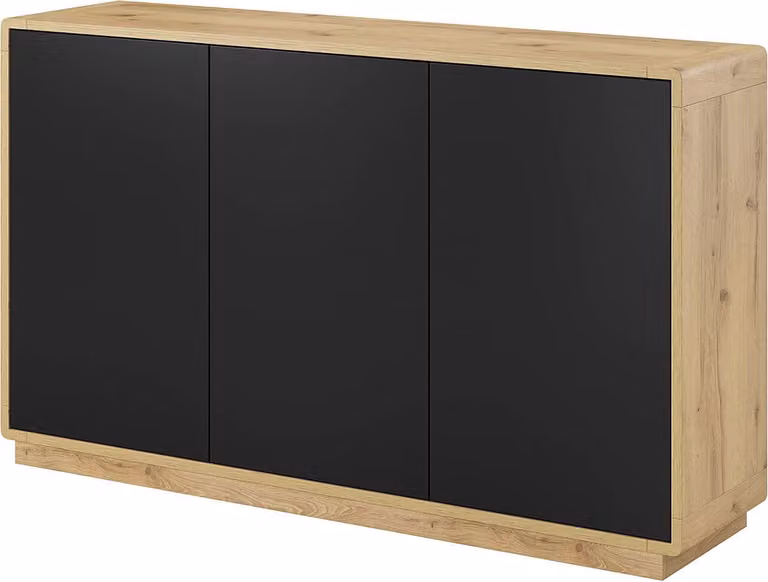 Cassettiera Aston 160cm rovere Taurus nero 3 ante