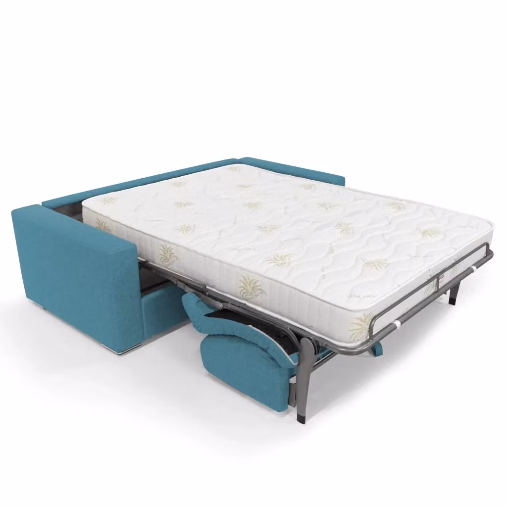 Divano letto Nixon Divani.Store con materasso, colore azzurro, con seduta a sollevamento e coperture rimovibili, L: 220 cm, H: 20 cm, Materasso: 160 x 197 cm – 2
