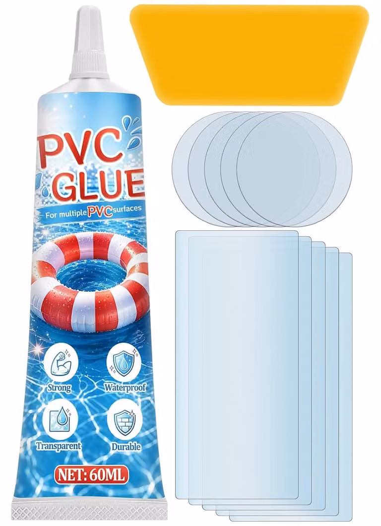 Kit di riparazione in PVC, impermeabile, per materassi ad aria e vasche per bambini, colla per riparazioni