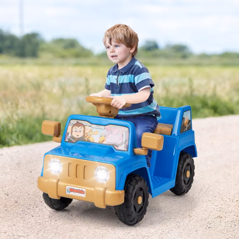 Auto elettrica Costway 6V per bambini con luci LED ed effetti sonori, Blu