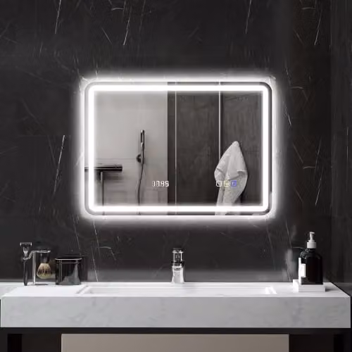 HOMCOM Specchio da bagno con luce LED Bluetooth 50x70cm Argento