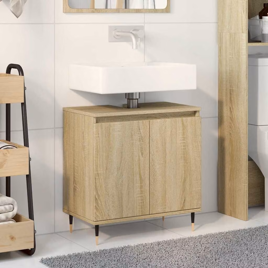 Mobile da bagno vidaXL in legno Rovere Sonoma, L: 58 cm, P: 33 cm, H: 60 cm