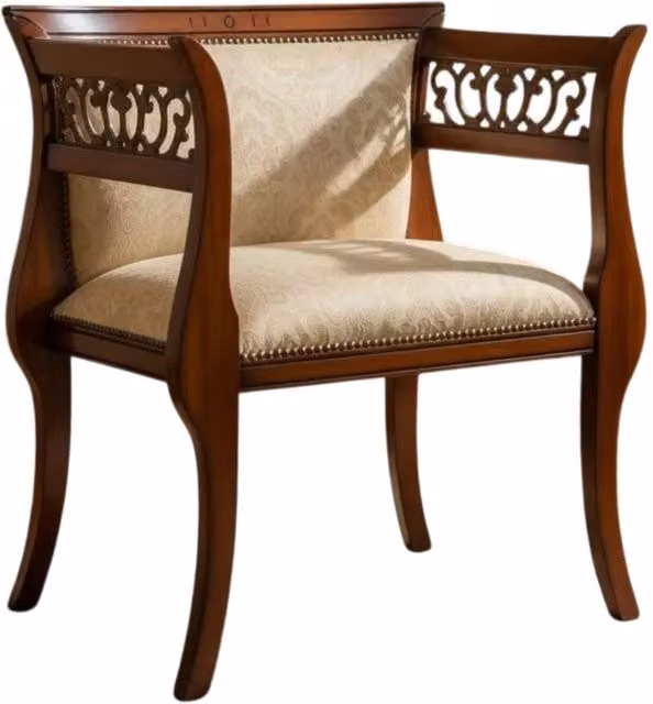 Poltrona imbottita in legno di faggio beige con braccioli Mobili 2G L: 69 cm, P: 43 cm, H: 78 cm