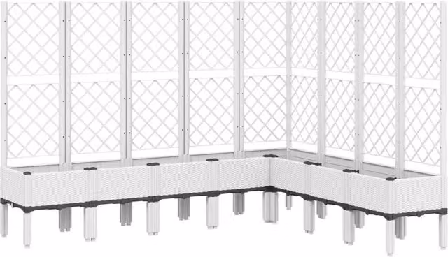 Fioriera | Cassetta per fiori | Vaso da Giardino con Traliccio Bianco 200x160x142 cm in PP