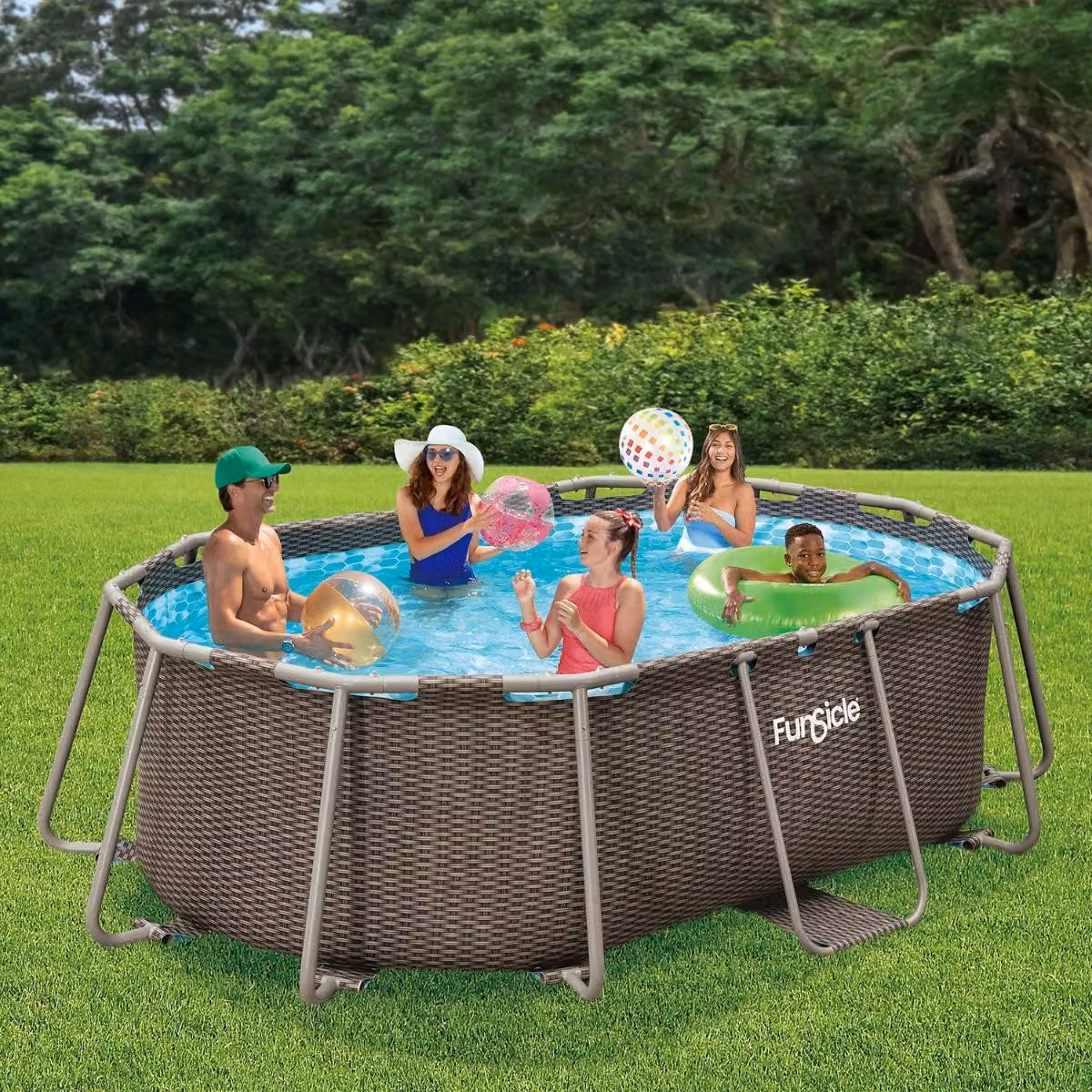 Piscina 3 x 2 x 0.84 m con struttura metallica ovale
