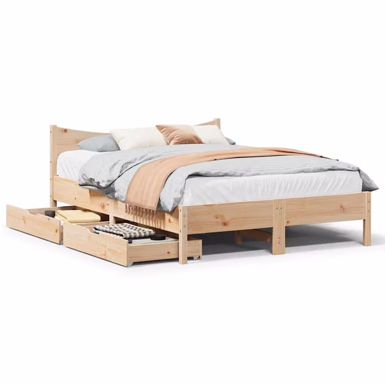 vidaXL Giroletto in Legno Massello di Pino con Cassetti, Stile Rustico, L/P/H: 200 x 120 x 195,5 cm