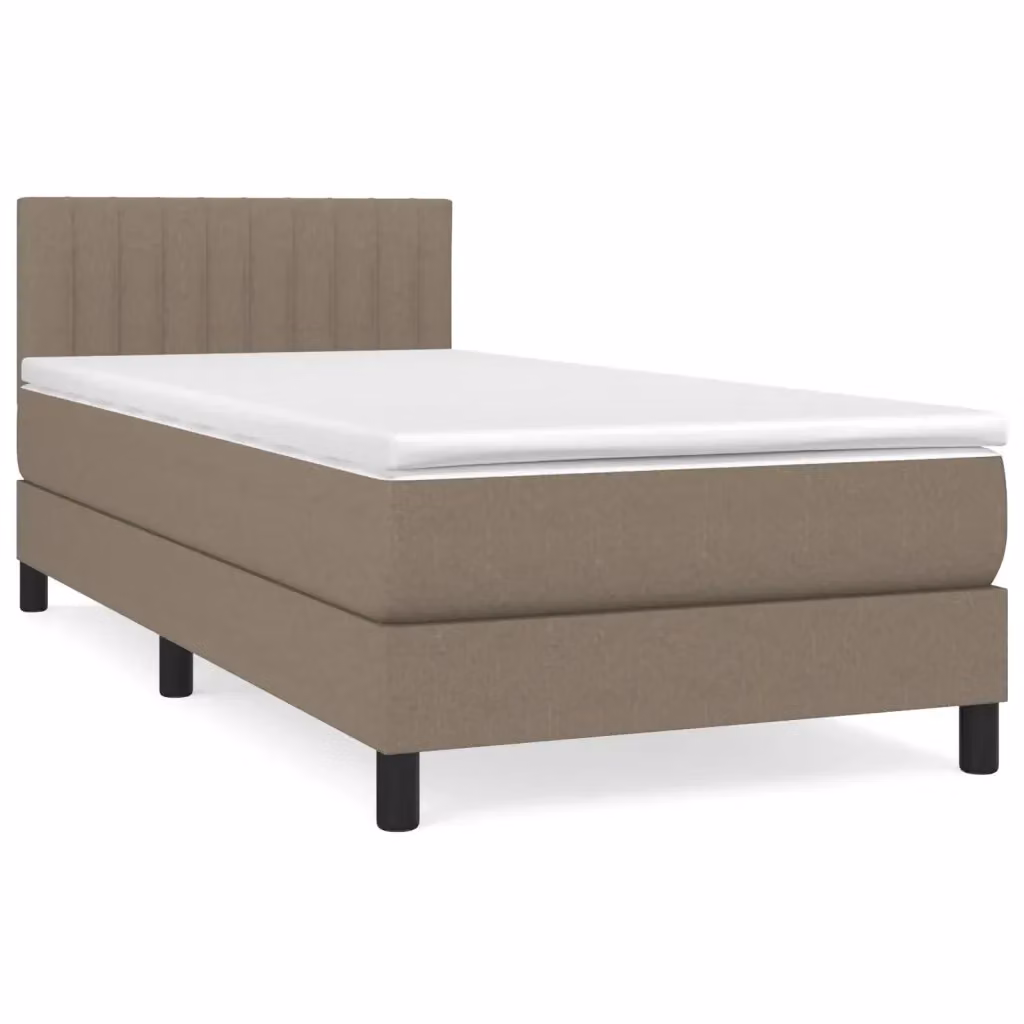 vidaXL Letto Ibrido con Giroletto a Molle e Materasso in Tessuto, Beige e Bianco, L/P/H: 90 x 190 x 88 cm – 2