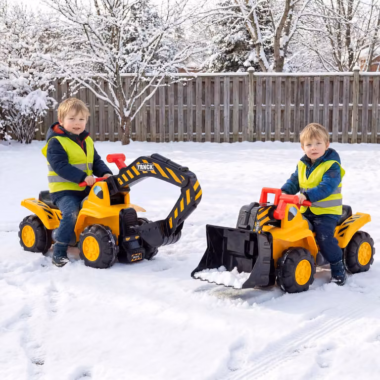 Escavatore giocattolo cavalcabile 3 in 1 Costway giallo con vano portaoggetti per bambini dai 2 anni in su