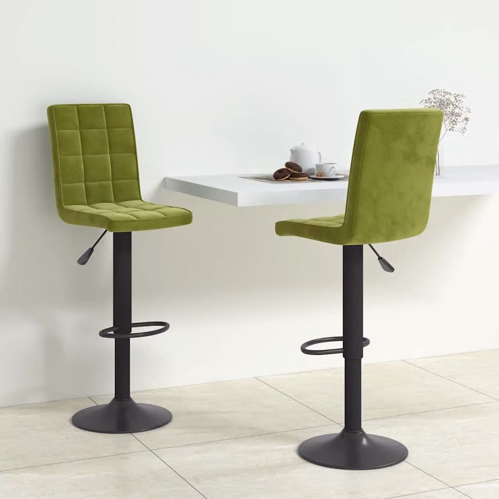 Set di 2 sgabelli da bar vidaXL in velluto verde con seduta girevole a 360 gradi H: 110 cm, L: 40 cm, P: 52 cm – 1