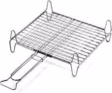 Griglia barbecue a doppia rete con piedini in acciaio inossidabile Ompagrill colore argento L: 40 cm, P: 35 cm
