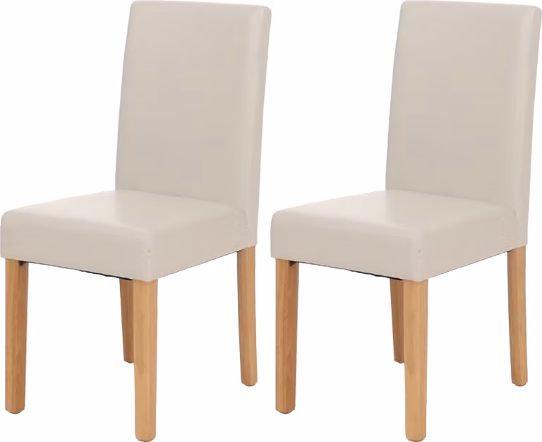 set di 2 sedie per sala da pranzo Sedia da cucina Littau ~ Similcuoio, bianco, gambe chiare