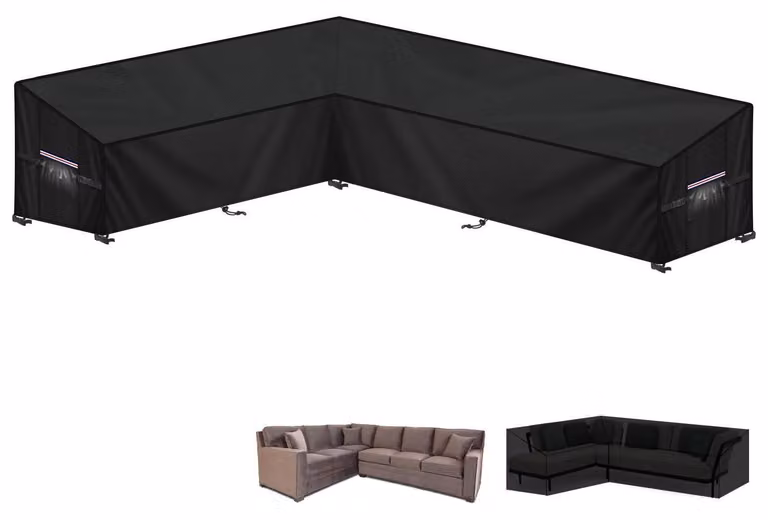 Copertura per mobili da giardino, forma a L, per divani da esterno, protezione impermeabile, dimensioni 190x280x90x80/60 cm, tessuto Oxford 420D