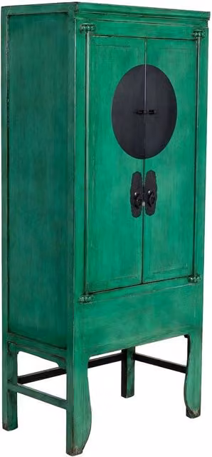 Armadio in legno WANDERLUST DECO stile orientale con ante a battente verde e nero L: 84 cm, P: 50 cm, H: 194 cm