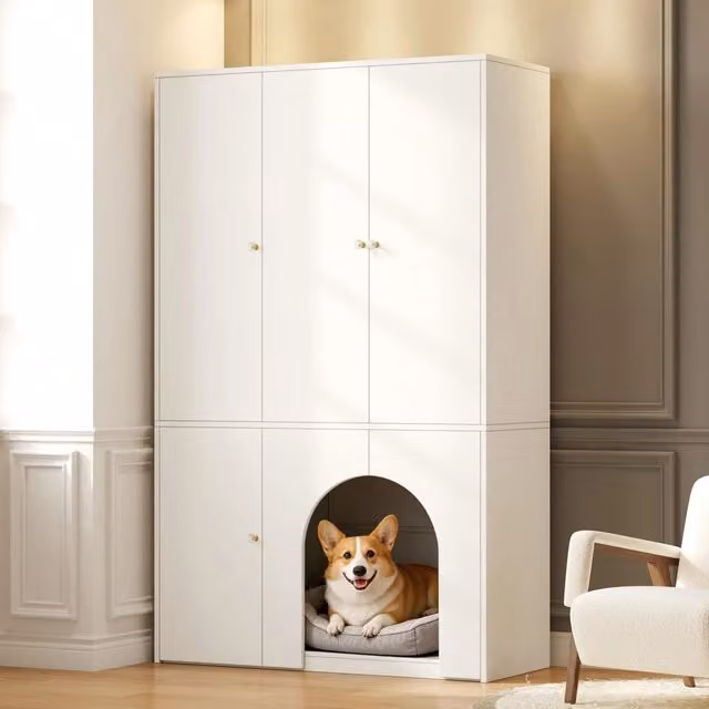 Armadio a 3 ante con appendiabiti ¨C Minimal ¨C Bianco 120x50x200 cm in legno, adatto per animali domestici