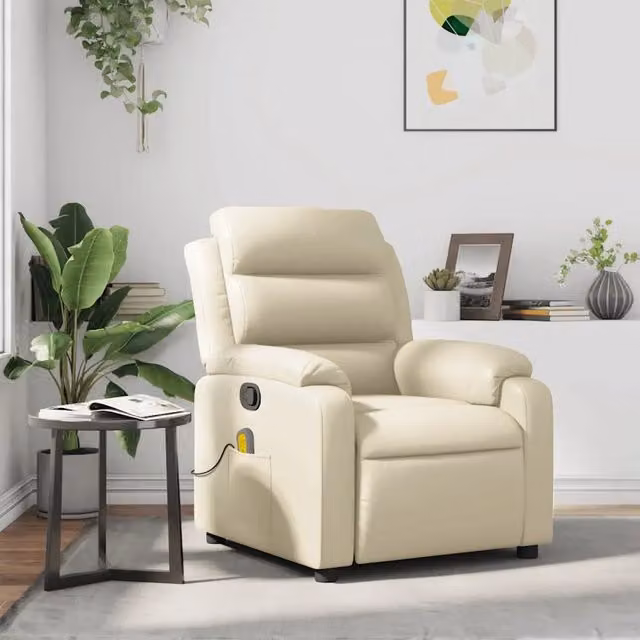 Poltrona Relax Reclinabile vidaXL in Similpelle Beige con Braccioli e Imbottitura in Schiuma