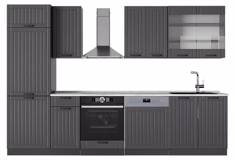 Cucina componibile Vicco Fame-Line Grigio scuro 300 cm , PL Marmo, Model 57170