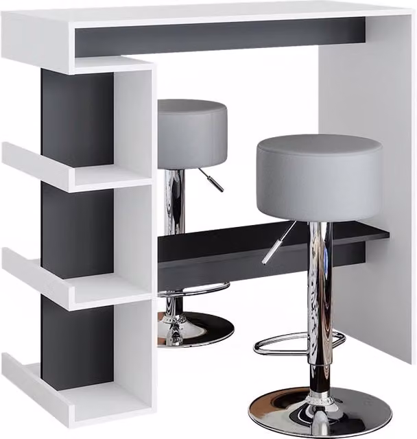 Tavolo bar con sgabelli Dana Bianco 108 x 50 cm con 2 sgabelli da bar Vicco
