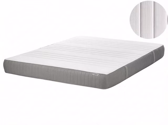 Materasso in schiuma bianco e grigio EU Matrimoniale Duro con cerniera e copertura in poliestere 140 x 200 cm rimovibile Accessori per la camera da letto