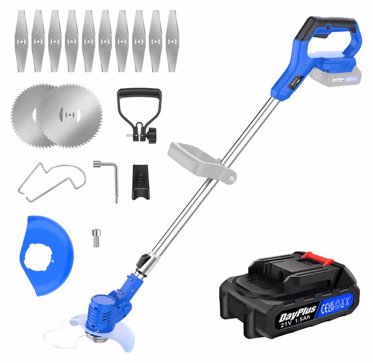 Tagliaerba e potatore elettrici a batteria - 21 V - Con batteria inclusa - Telescopici - Adatti per erba, erbacce e siepi