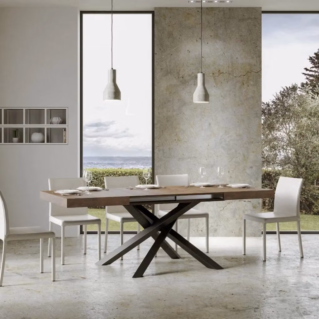 Tavolo allungabile Itamoby moderno in noce con telaio antracite L: 90 cm, P: 200-460 cm – 2