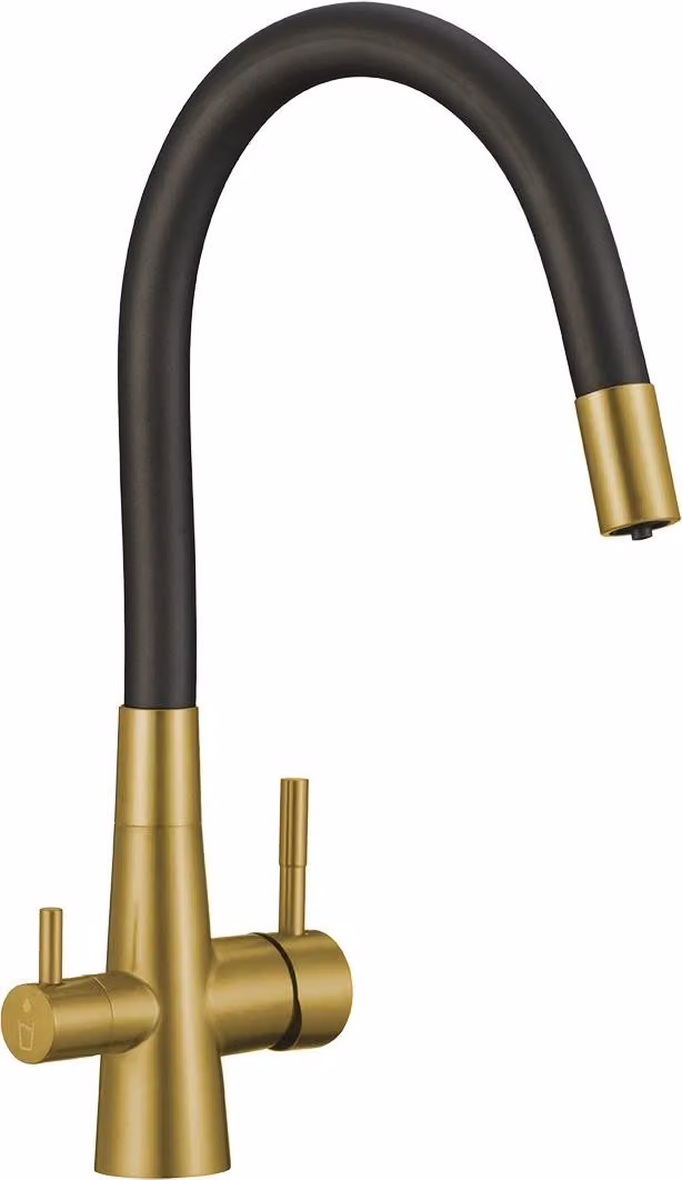 RIVECO Laveo Gold Rubinetto da cucina con bocca flessibile per filtro dell'acqua
