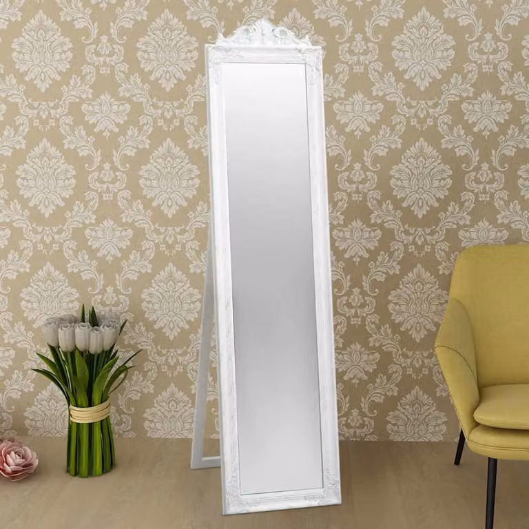 vidaXL Specchio Autoportante Stile Barocco 160x40 cm Bianco