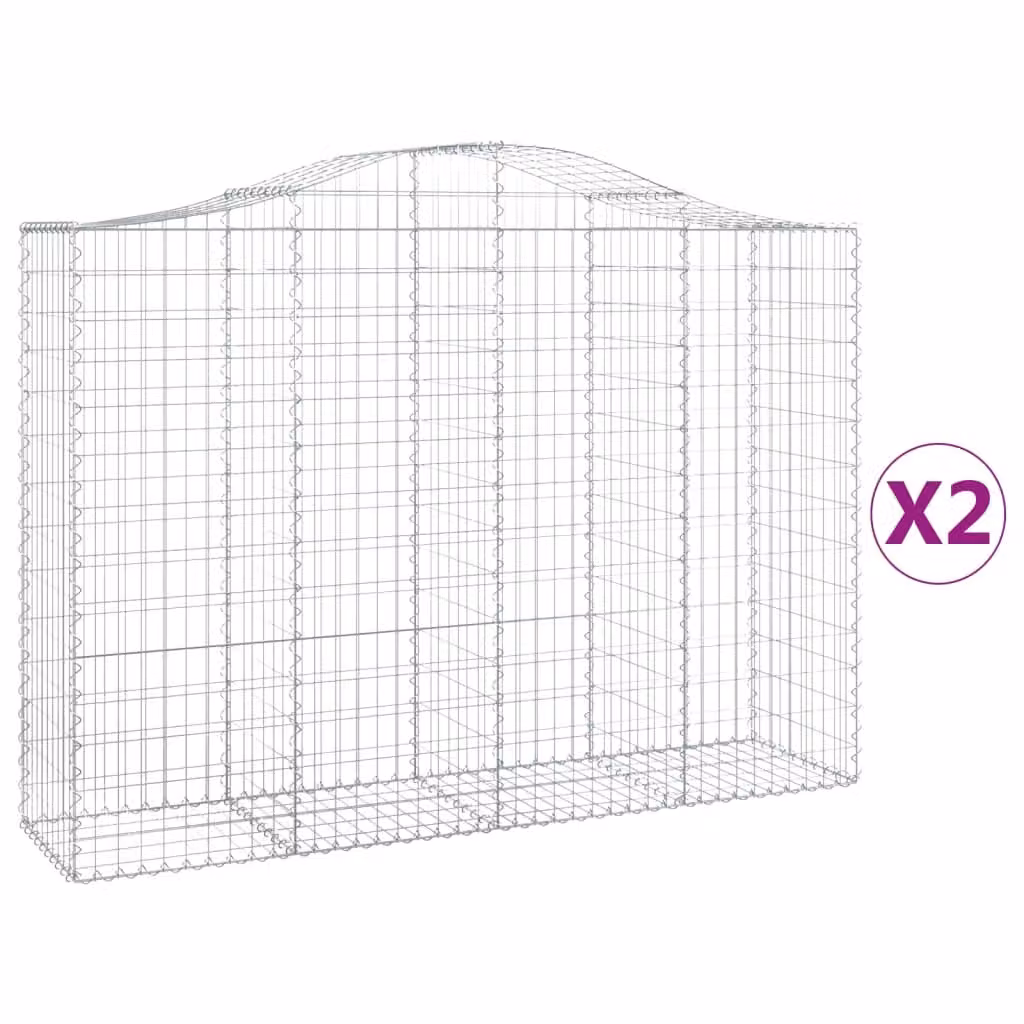 Cesti Gabbioni ad Arco 2 pz 200x50x140/160 cm Ferro Zincato