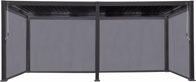 Pergola bioclimatica Sweeek in alluminio con 4 tende, colore antracite, L: 600 cm, P: 300 cm