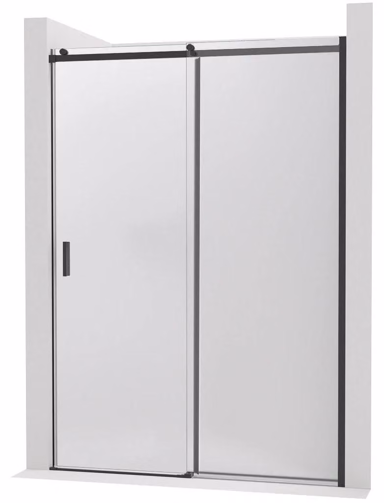 CERANO - Porta scorrevole per doccia Santoro - destra - 6 mm - nero opaco, vetro smerigliato - 110x195 cm