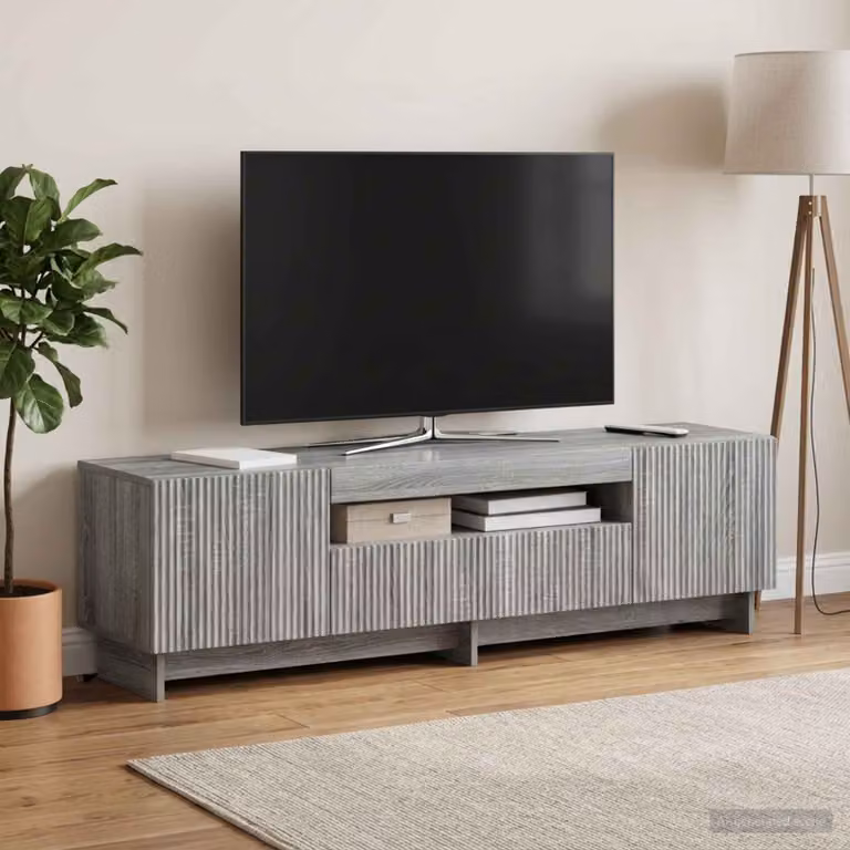 Mobile TV LED vidaXL in legno MDF grigio L: 153 cm, P: 35 cm, H: 43 cm