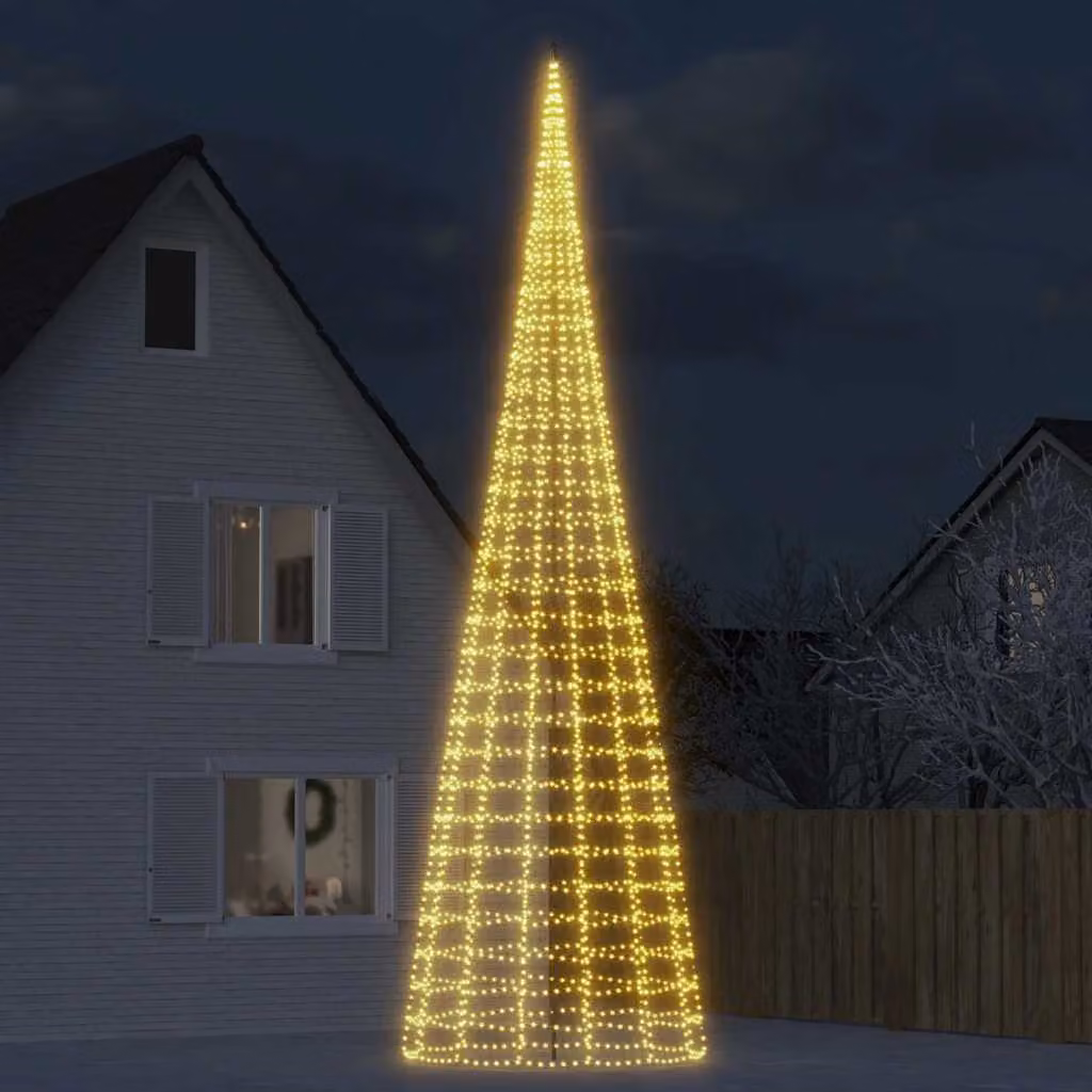 Albero di Natale a LED vidaXL, 2700 LED Bianco Caldo, Verde e Bianco, 8 m