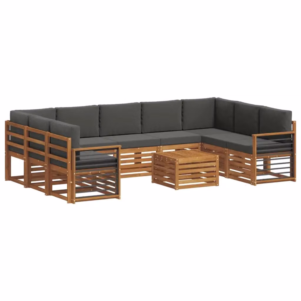 Set di divani da esterno vidaXL a forma di U in legno di acacia con tavolino, colore beige e antracite – 2