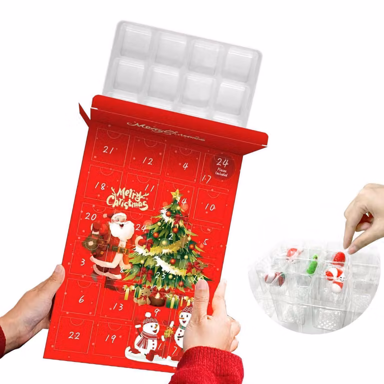 Calendario dell'Avvento grande, 32x22 cm, da riempire, ideale per progetti fai-da-te e per contenere piccoli oggetti