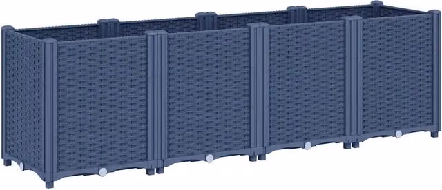 Fioriera a cassetta per giardino e orto in plastica Grigio Blu L: 160 cm, P: 40 cm, H: 53 cm – 1