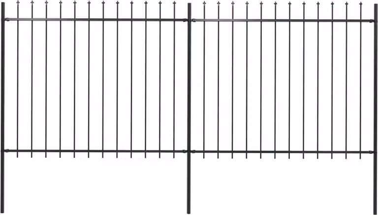 Recinzione da Giardino con Punta a Lancia in Acciaio 359x150 cm Nero