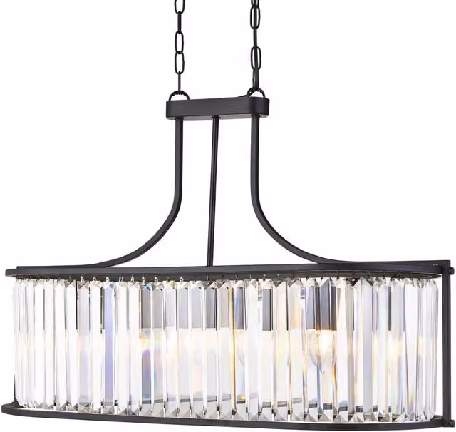 Lampadario Contemporaneo Victoria Acciaio Nero Vetro 5 Luci E27