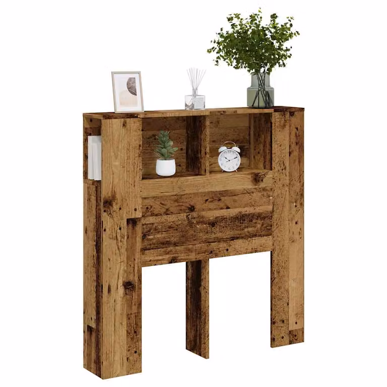 Testiera con contenitore vidaXL in legno multistrato marrone con ripiano integrato L/P/H: 100 x 18,5 x 102,5 cm