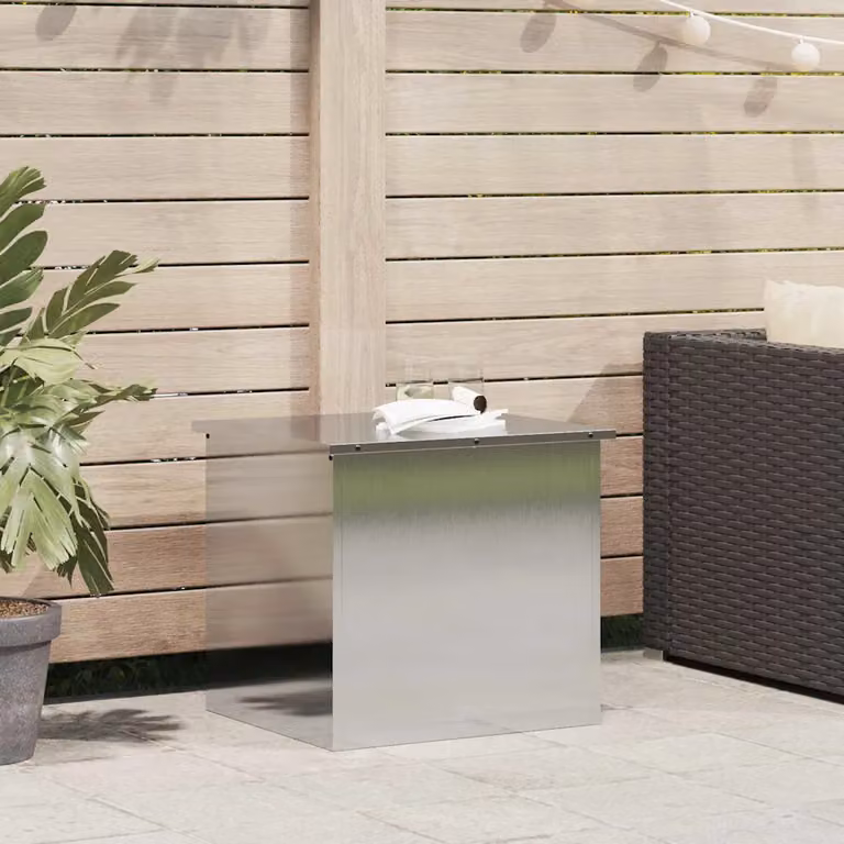 vidaXL Cassa per cuscini da giardino in acciaio zincato argento L 55 cm, P 50,5 cm, H 50 cm