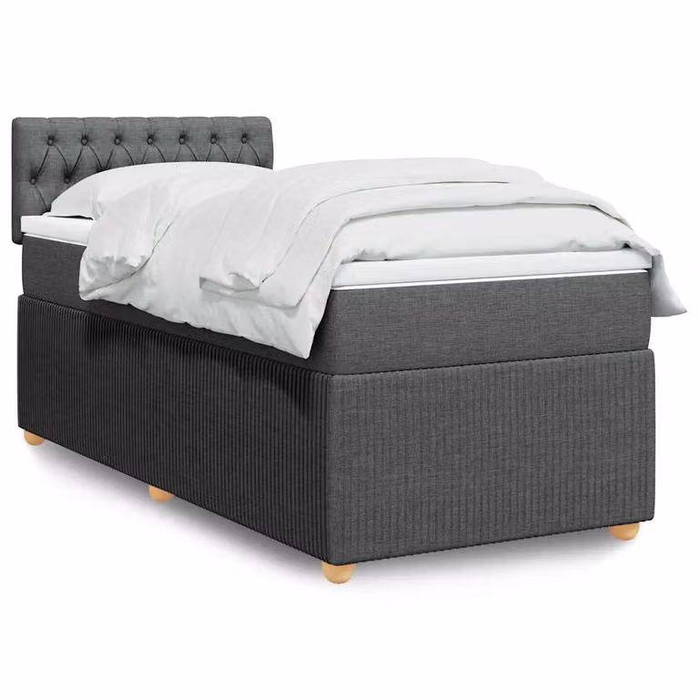vidaXL Giroletto a Molle Ibrido con Materasso in Tessuto Grigio e Bianco L/P/H: 90 x 200 cm