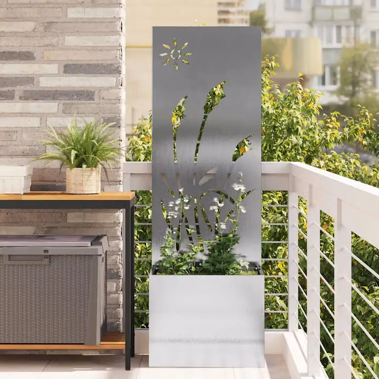 vidaXL Paravent per privacy in giardino in acciaio inossidabile Argento L/P/H: 50 x 32 x 150 cm