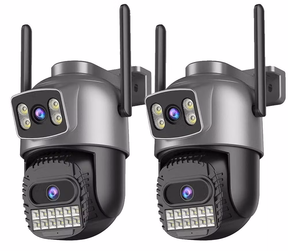 Telecamera di sicurezza, 8MP ad alta risoluzione, riconoscimento facciale tramite intelligenza artificiale, telecamera a 10MP con 2 obiettivi, con spina di tipo europeo