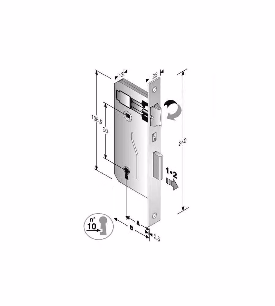 Serratura Patent Mm 8X90 E35 Bq Bronzata        Gb