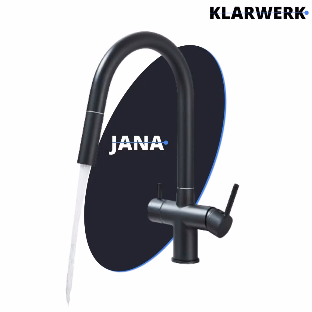 Rubinetto da cucina Klarwerk Jana in acciaio inox con filtro osmosi a 3 vie, estensibile e girevole, grigio titanio opaco – 2